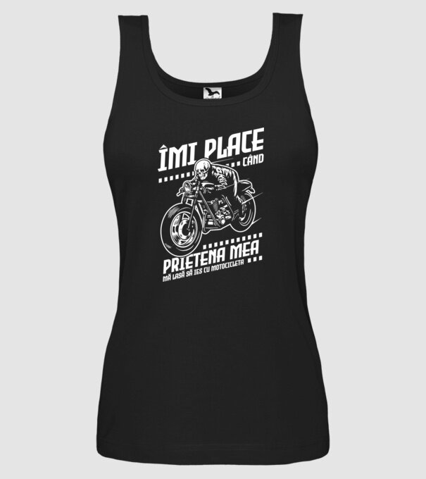 îmi place când prietena mea mă lasă să ies cu motocicleta model negru pe tricou