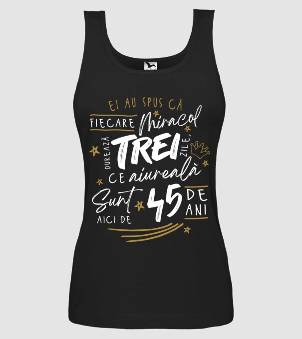 Miracol durează trei 45 de ani model negru pe tricou
