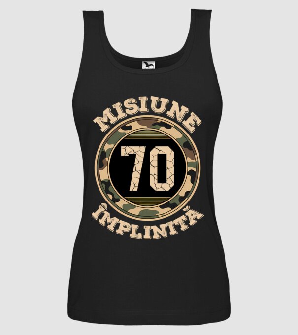 Misiune împlinită 70 model negru pe tricou