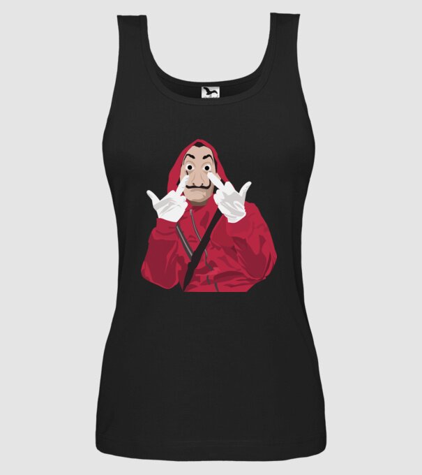 money heist fcku model negru pe tricou
