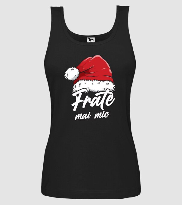 frate mai mic Santa Hat model negru pe tricou