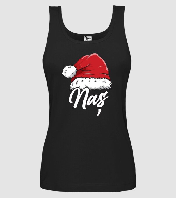 naș Santa Hat model negru pe tricou