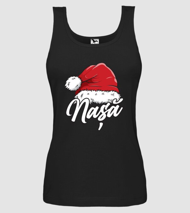nașă Santa Hat model negru pe tricou