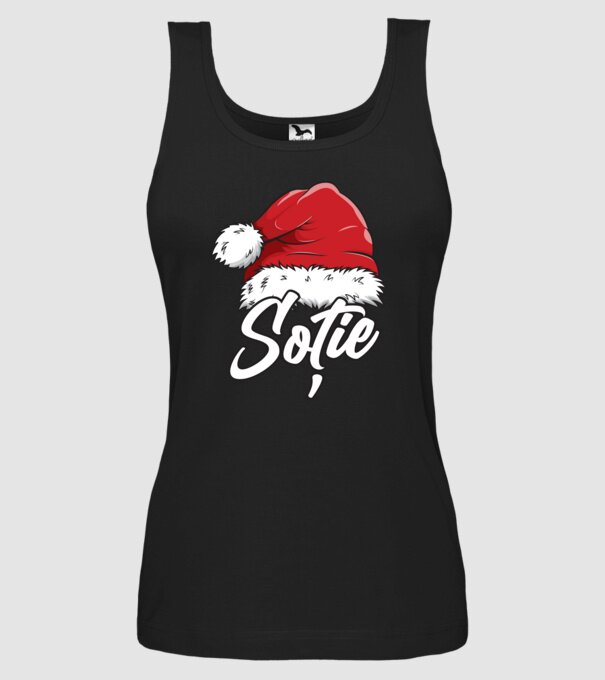soție Santa Hat model negru pe tricou