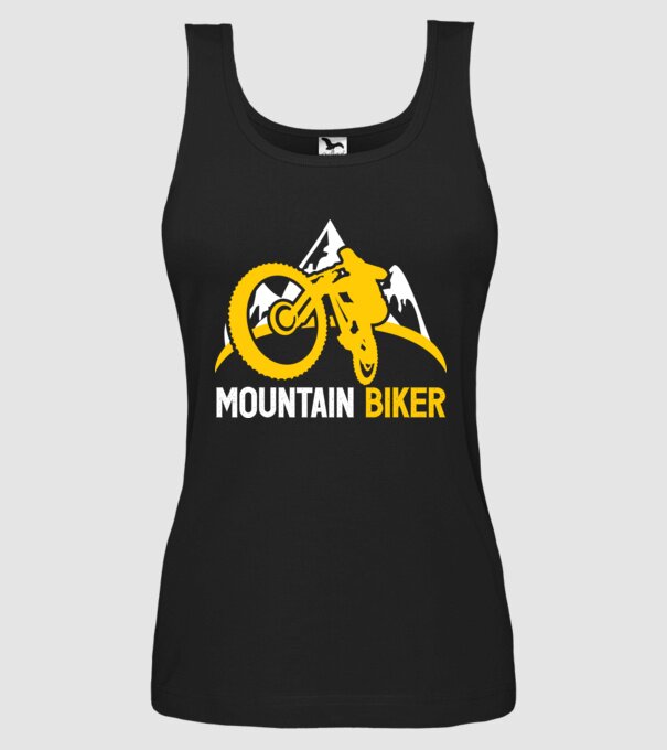 mountain biker model negru pe tricou