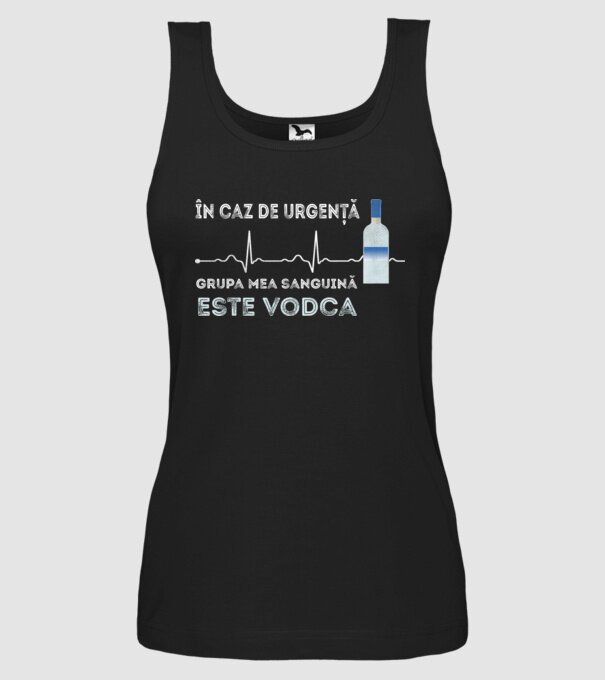 În caz de urgență, grupa mea sanguină este vodca model negru pe tricou