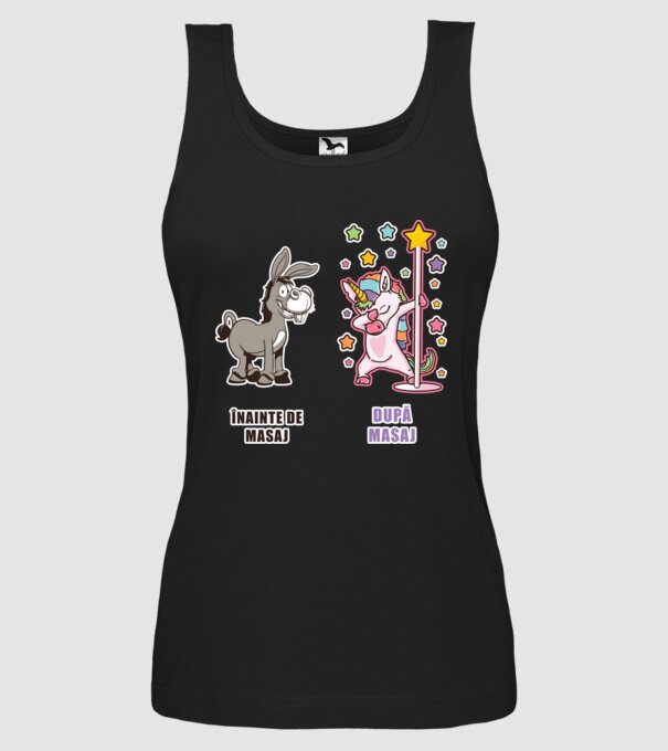 Înainte de masaj - După masaj model negru pe tricou