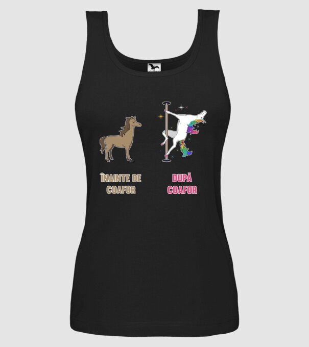Înainte de coafor - După coafor model negru pe tricou