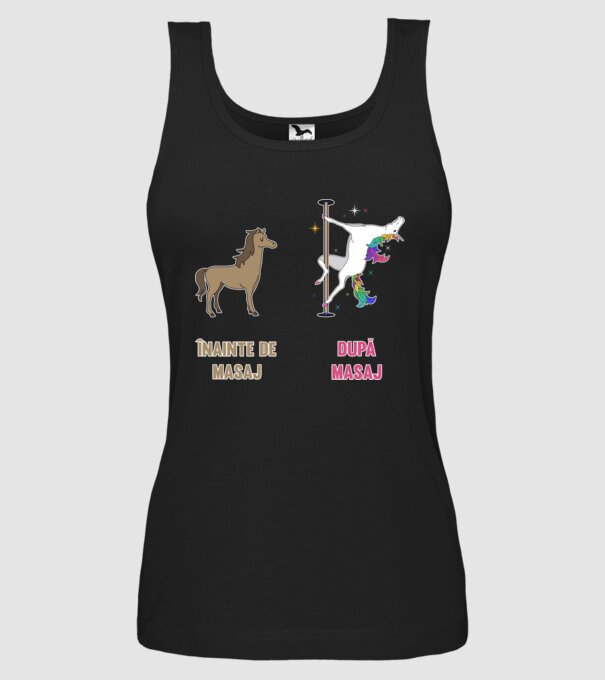 Înainte de masaj - după masaj model negru pe tricou