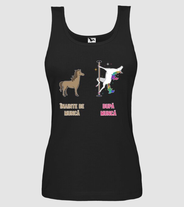 Înainte de muncă - după muncă model negru pe tricou