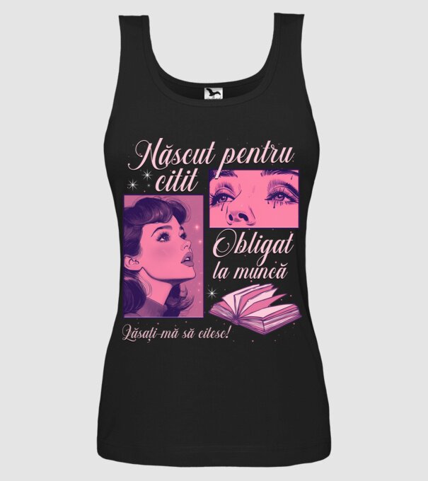 Născut pentru citit obligat la muncă lăsați-mă să citesc model negru pe tricou