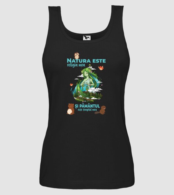 Natura este religia mea și pământul este templul meu model negru pe tricou