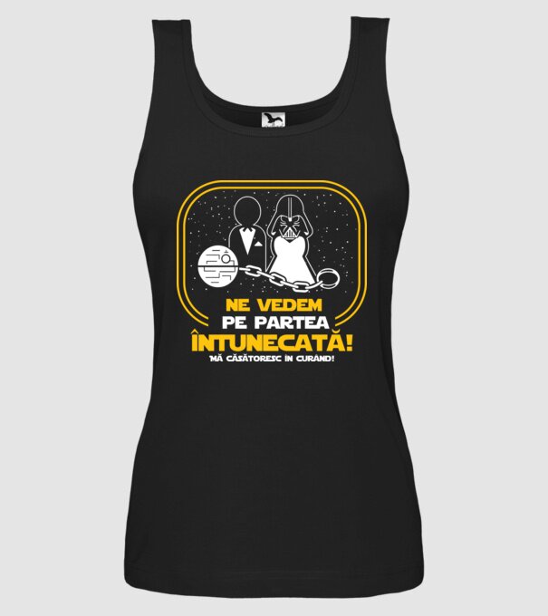 Ne vedem pe partea întunecată model negru pe tricou