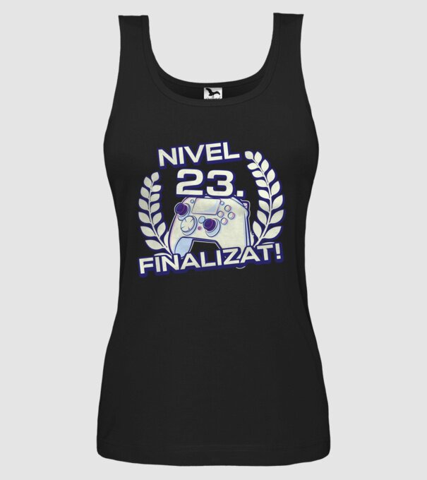 Nivel 23 finalizat! model negru pe tricou