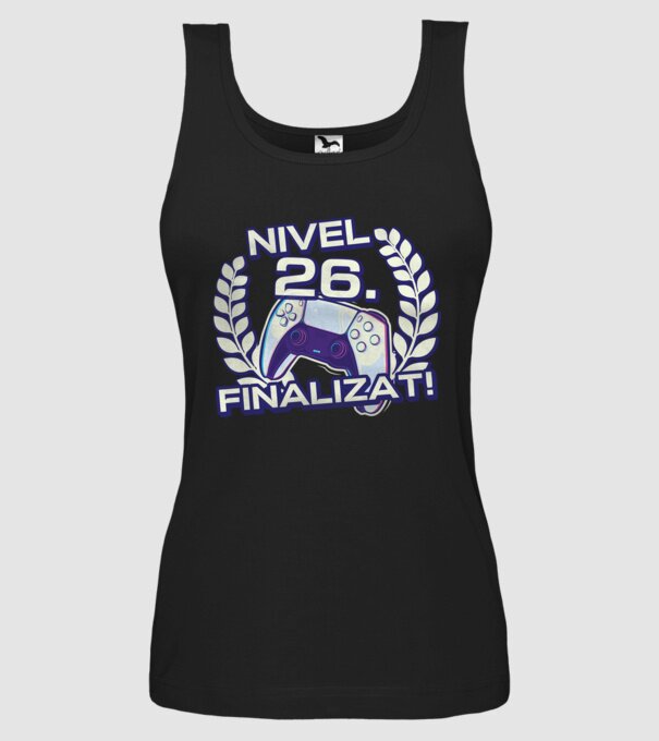 Nivel 26 finalizat! model negru pe tricou