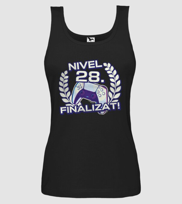 Nivel 28 finalizat! model negru pe tricou
