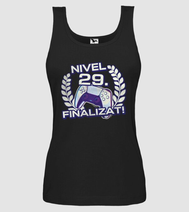 Nivel 29 finalizat! model negru pe tricou