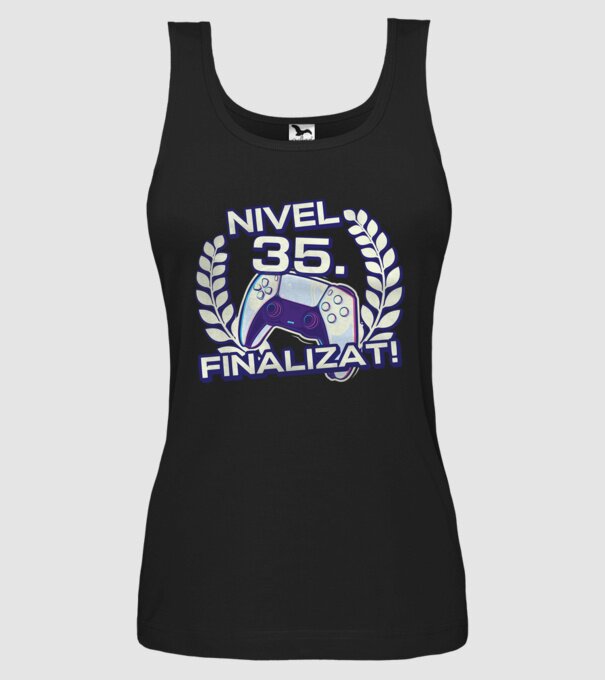 Nivel 35 finalizat! model negru pe tricou