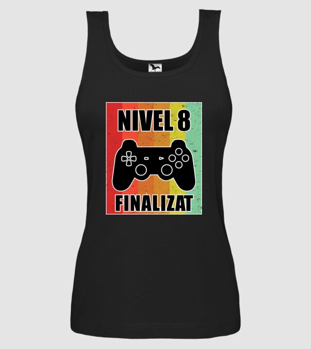 Nivel 8 finalizat model negru pe tricou