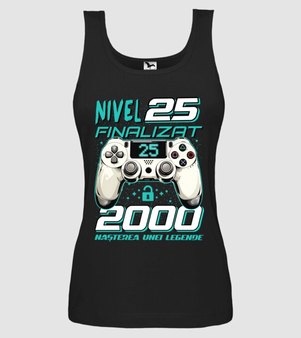 Nivel finalizat 25 2000 model negru pe tricou