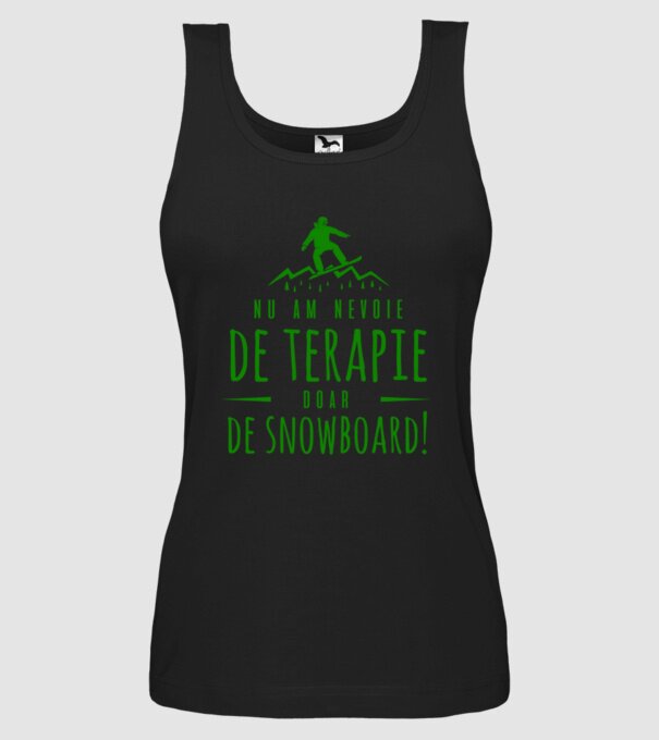 nu am nevoie de terapie doar de snowboard! model negru pe tricou