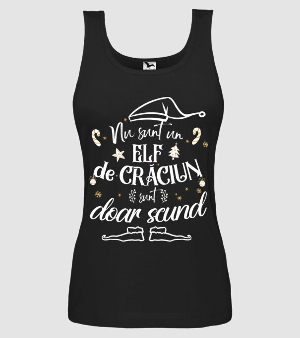 Nu sunt un elf de Crăciun, sunt doar scund Negru model negru pe tricou
