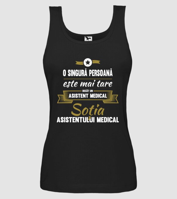 O singură persoană este mai tare decât un asistent medical, soția Asistentului medical model negru pe tricou