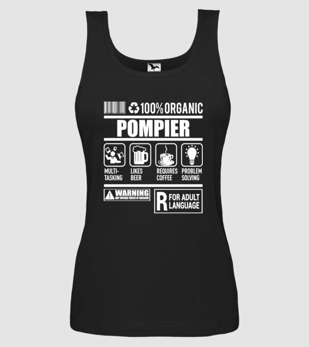 Organic Pompier model negru pe tricou
