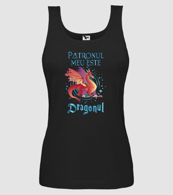 Patronul meu este DRAGONUL model negru pe tricou