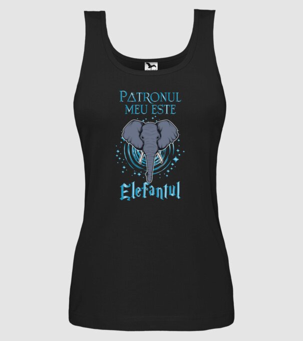 Patronul meu este ELEFANTUL model negru pe tricou