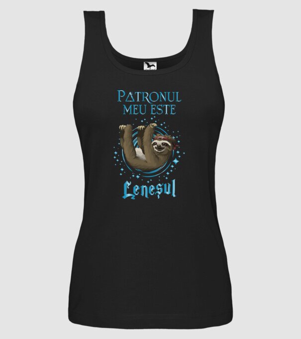 Patronul meu este LENEȘUL model negru pe tricou