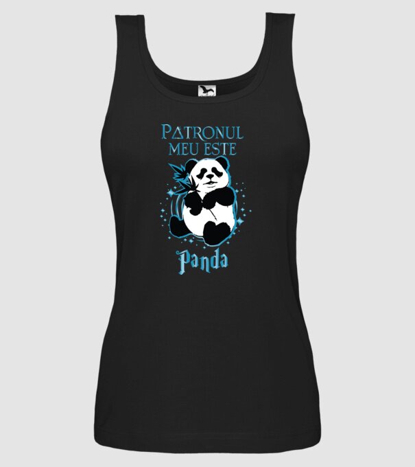 Patronul meu este PANDA model negru pe tricou