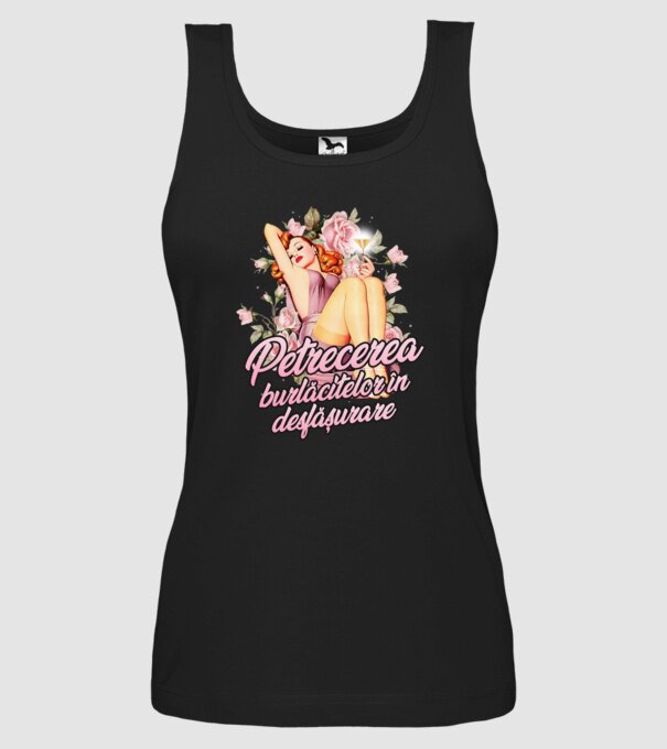 Petrecerea burlăcitelor în desfășurare model negru pe tricou