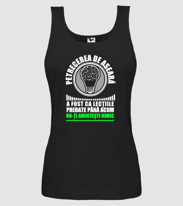 petrecerea de aseară a fost ca lecțiile predate până acum, nu-ți amintești nimic D8704465 model negru pe tricou