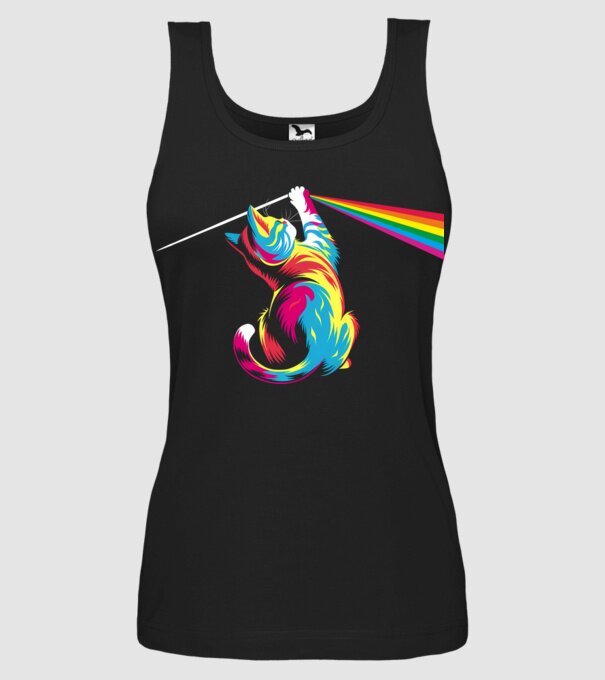 Pisica prismă model negru pe tricou