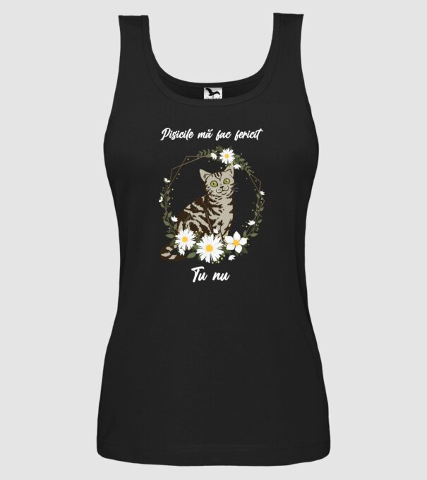 Pisicile mă fac fericit(ă), tu nu model negru pe tricou