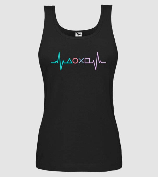 Playstation Symbols EKG model negru pe tricou