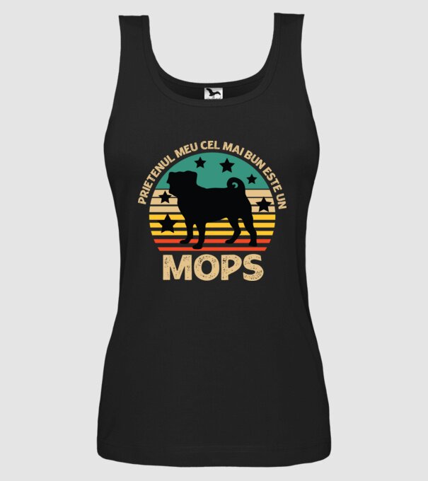 Prietenul meu cel mai bun este un mops model negru pe tricou