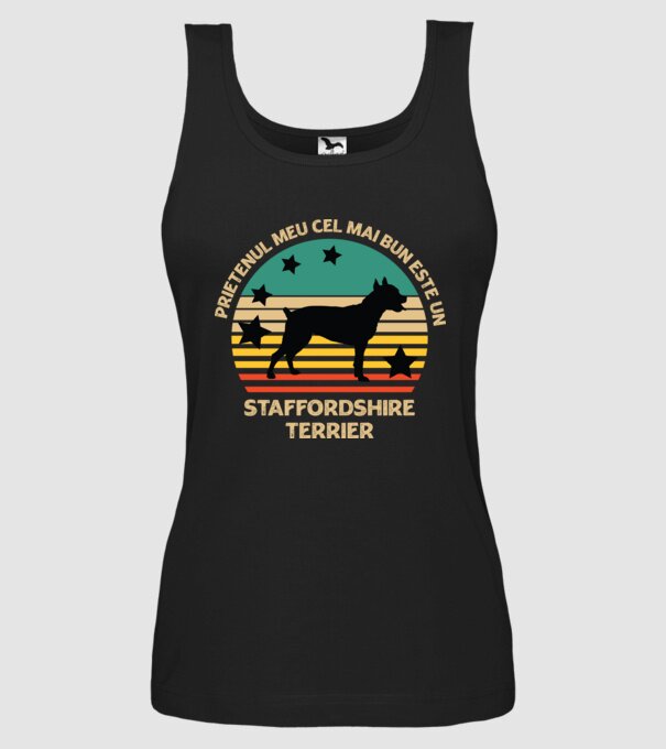 Prietenul meu cel mai bun este un staffi model negru pe tricou