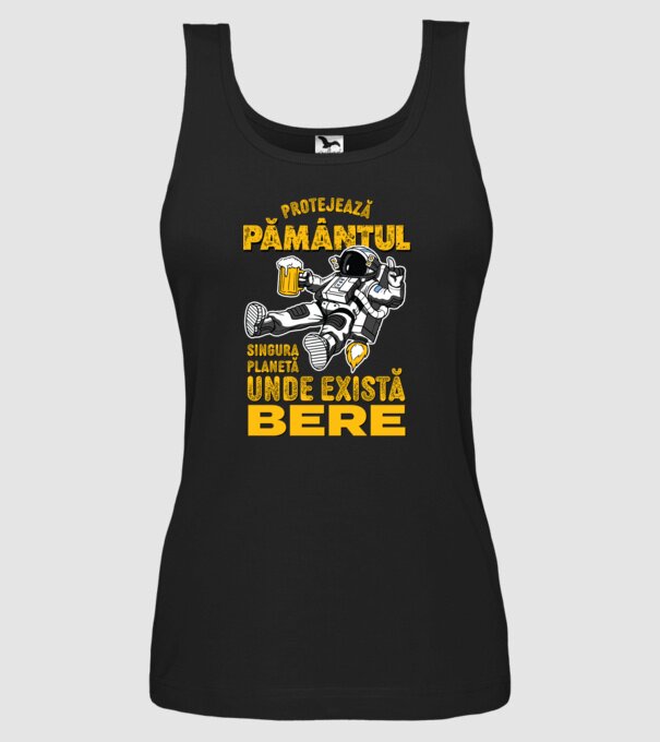 Protejează Pământul, singura planetă unde există bere model negru pe tricou