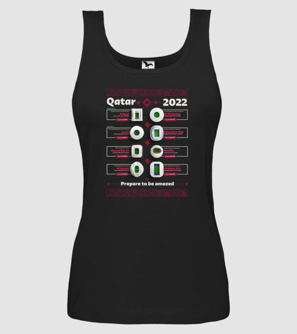 Qatar 2022 Stadiums model negru pe tricou