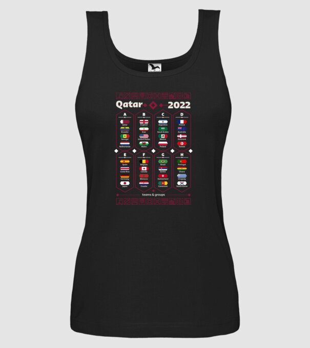 Qatar 2022 teams - groups model negru pe tricou