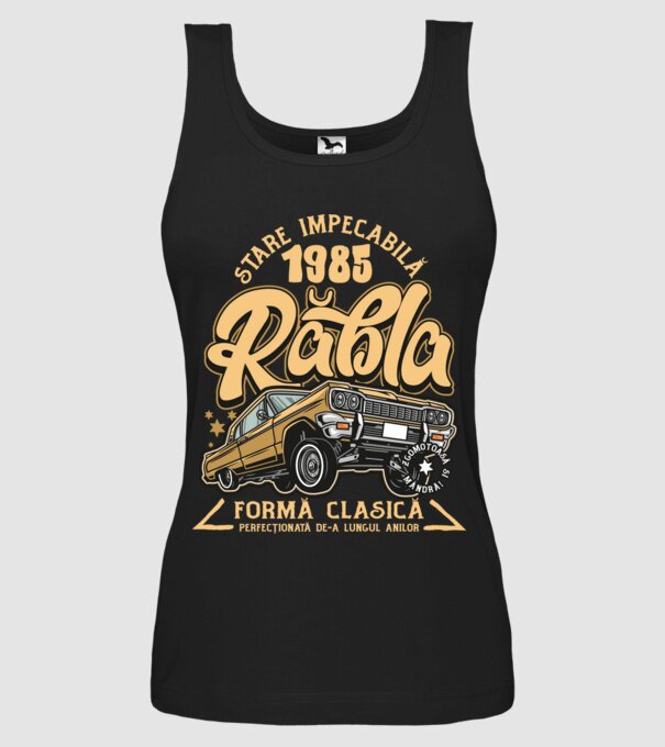 Rablă 1985 model negru pe tricou