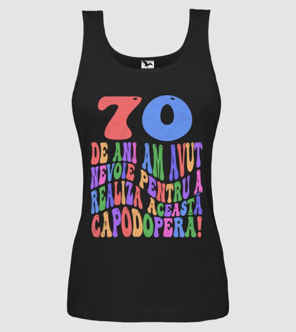 Realiza această capodoperă 70 model negru pe tricou