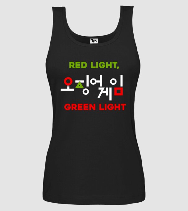 red light green light model negru pe tricou