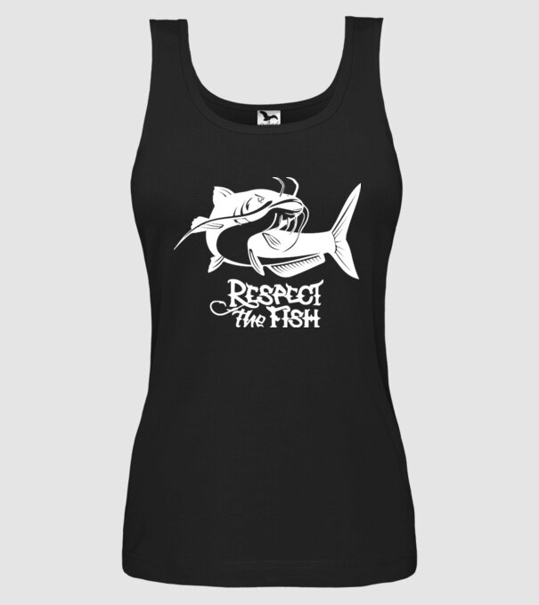 Respect the fish model negru pe tricou