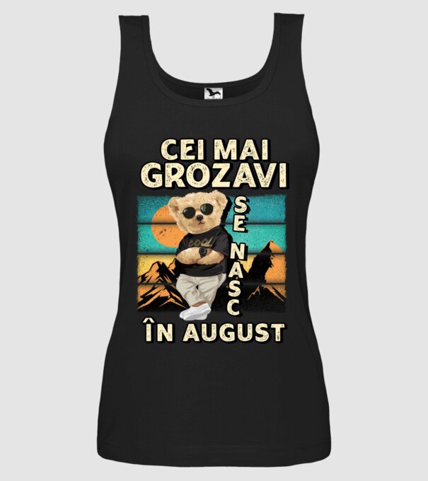RETRO teddy AUGUST model negru pe tricou