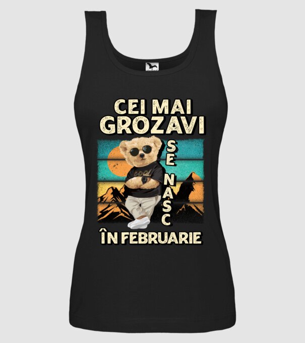 RETRO teddy FEBRUARIE model negru pe tricou