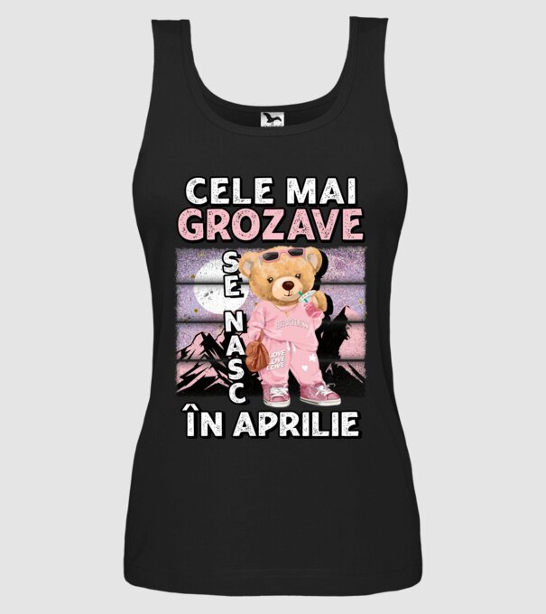 RETRO teddy fetişcană APRILIE model negru pe tricou