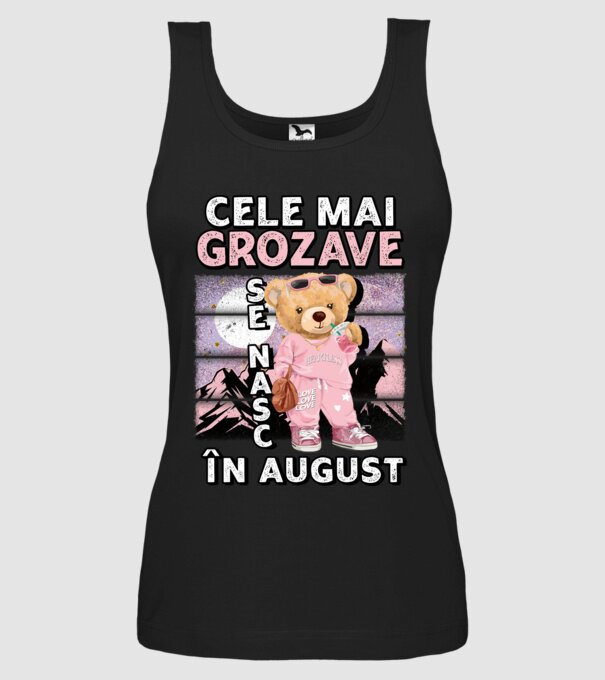 RETRO teddy fetişcană AUGUST model negru pe tricou